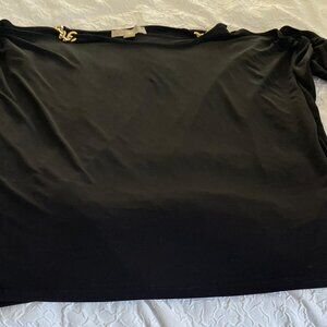 Black Cold Shoulder Top with Gold Chain-Link Detail